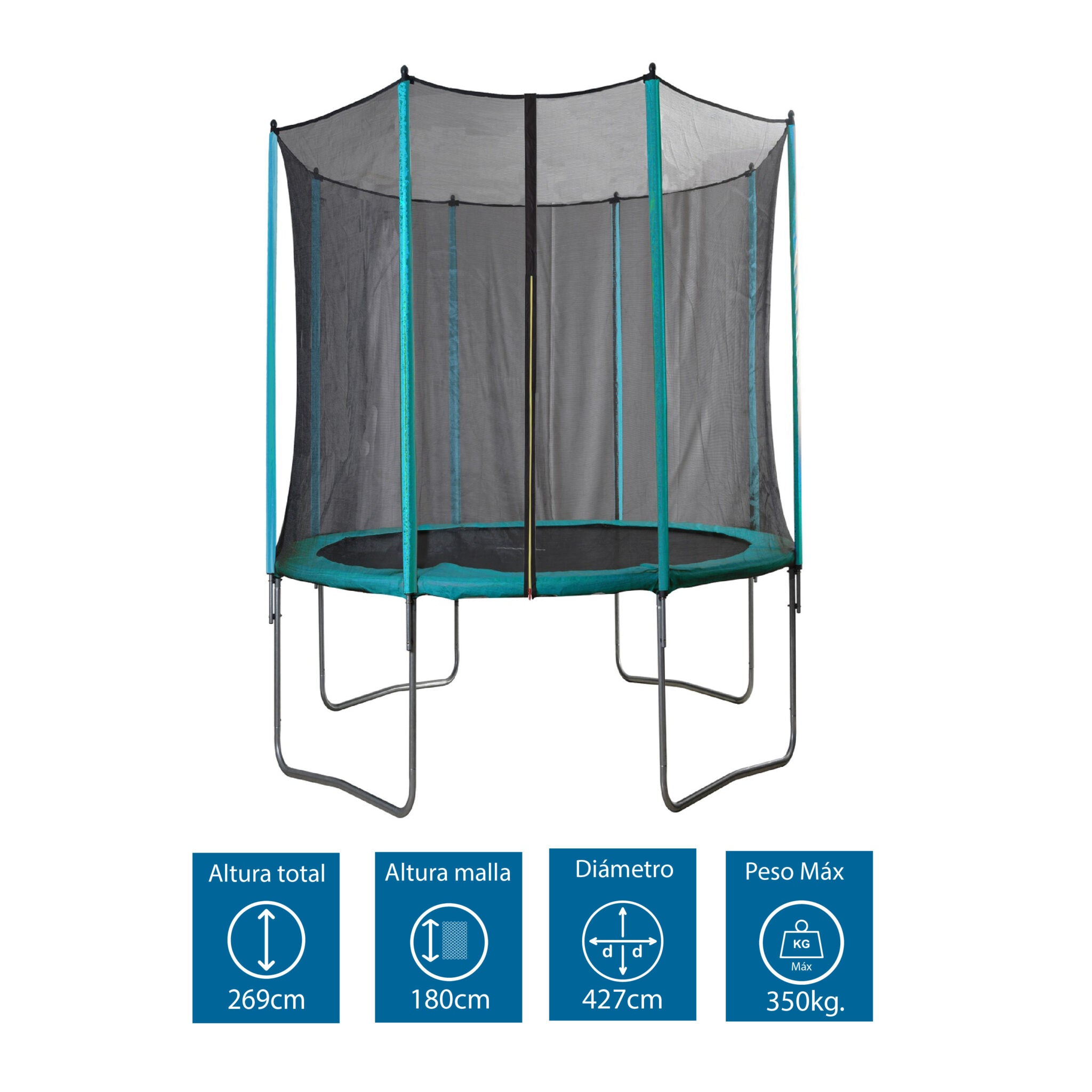 CAMA ELÁSTICA OOGARDEN CON MALLA PROTECCIÓN Y ESCALERA 4.27 mt 14FT