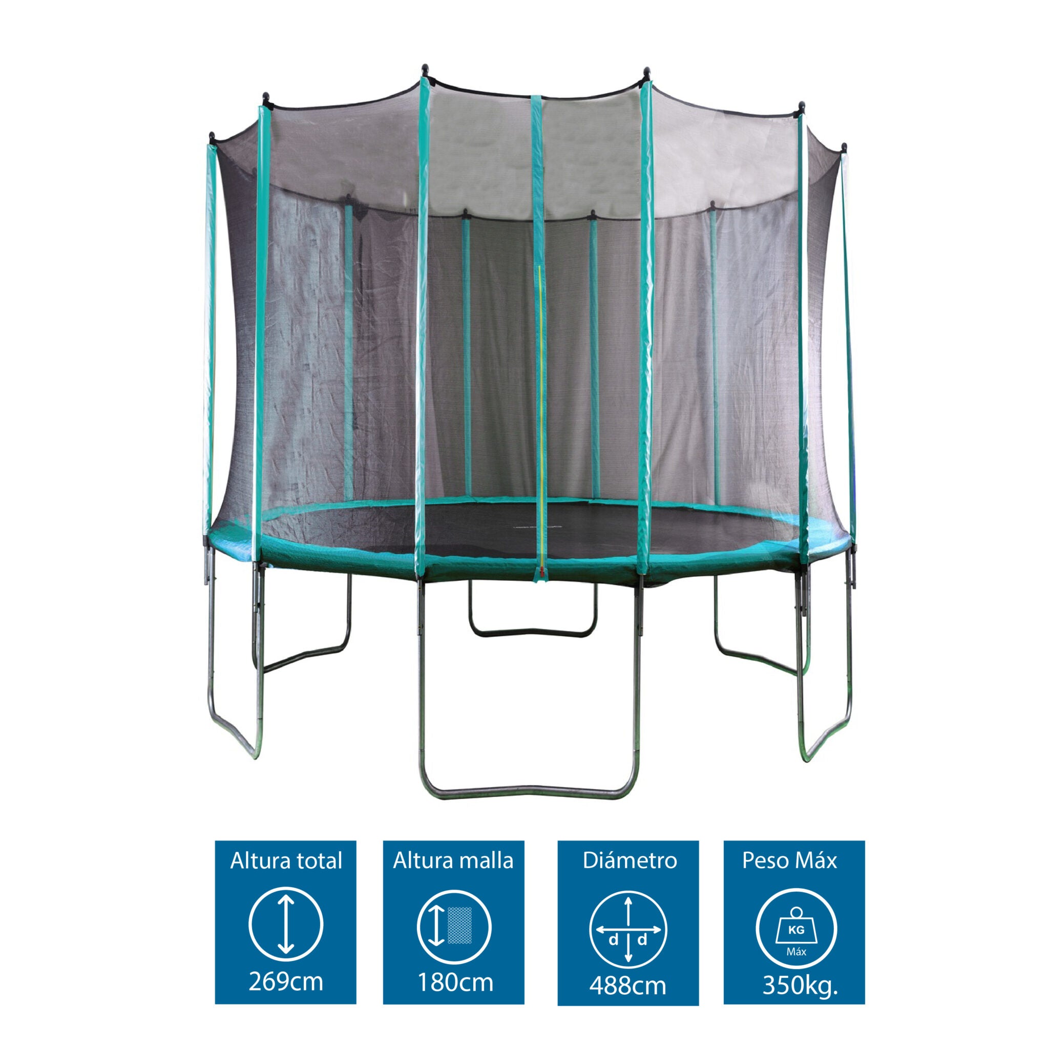 CAMA ELÁSTICA OOGARDEN CON MALLA PROTECCIÓN Y ESCALERA 4.88 mt 16FT