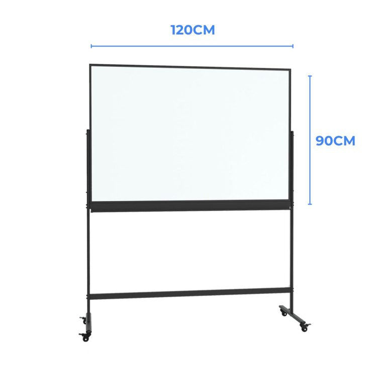 PIZARRA TRANSPARENTE VIDRIO MOVIL DOBLE CARA NEGRO 90x120 CM