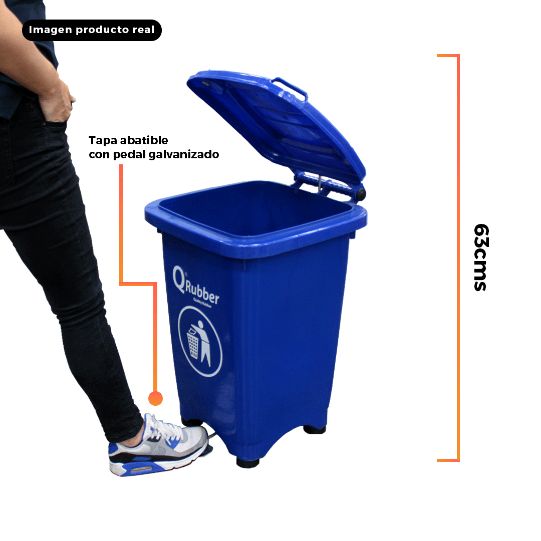 BASURERO CONTENEDOR BASURA 50 LTS CON PEDAL COLORES