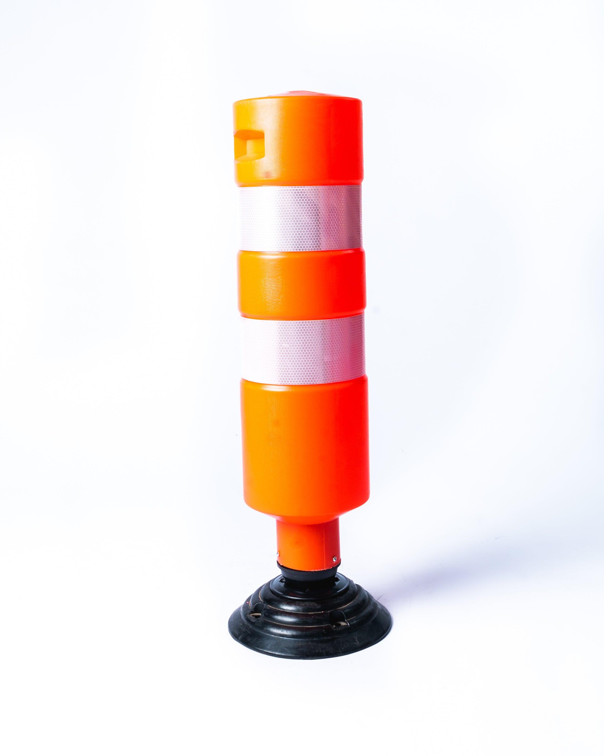 HITO DELINEADOR POSTE TUBULAR VIALIDAD PISO FLEXIBLE 83CM. 2/CINTAS NARANJO