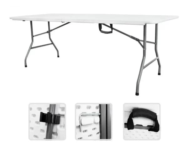 MESA PLEGABLE IGPRO BLANCA 180x75x74 CM TIPO MALETA