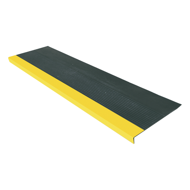 PROTECTOR GRADA DE PVC ANTIDESLIZANTE ESCALONES GUARDA CANTO ESTRIADA NEGRO AMARILLO