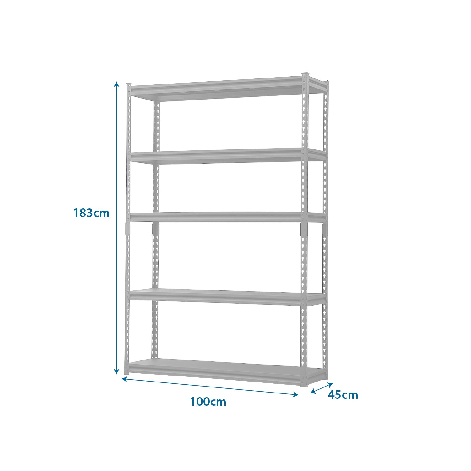 ESTANTE METALICO 5 REPISAS ACERO GRIS 183x100x45cm