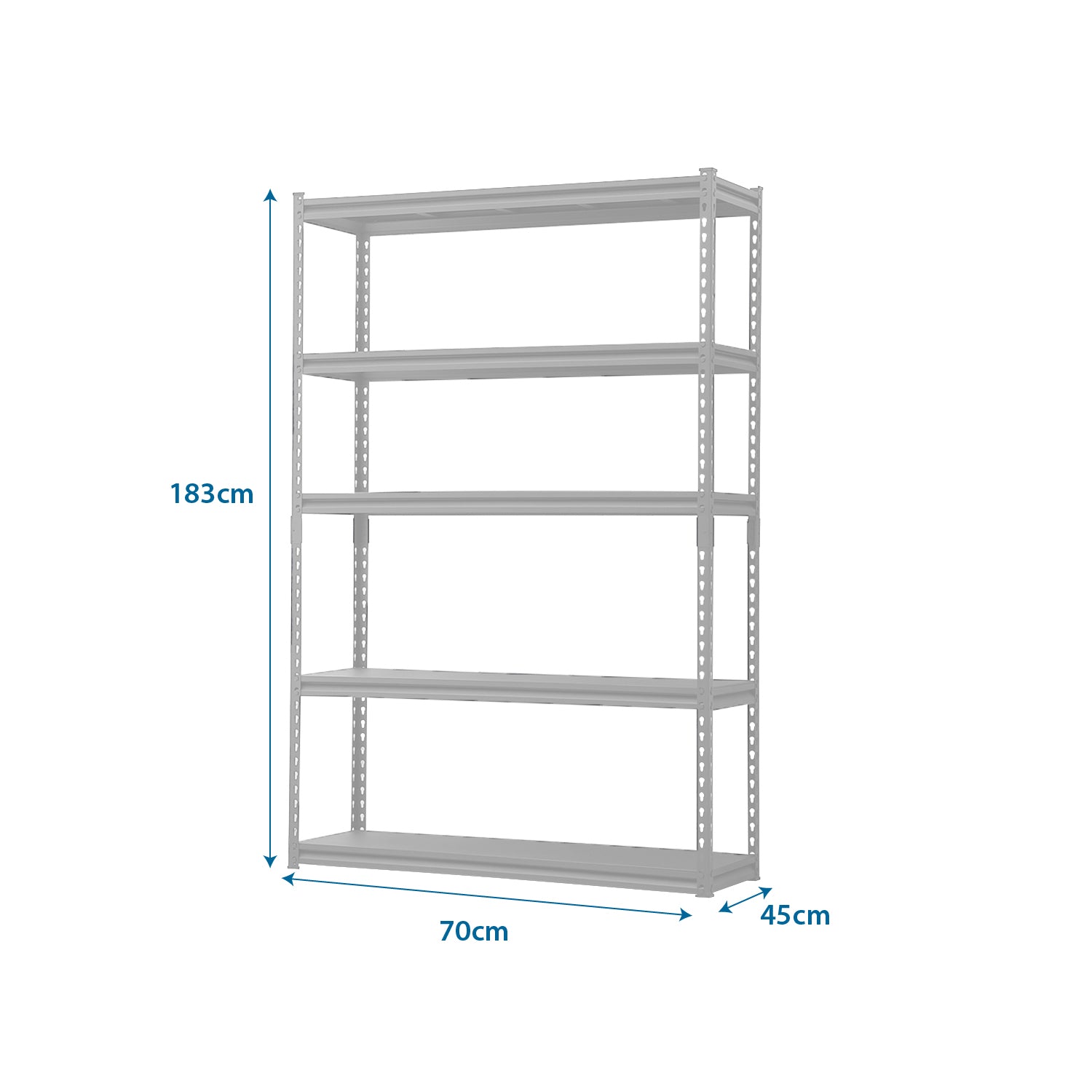 ESTANTE METALICO 5 REPISAS ACERO GRIS 183x70x45cm