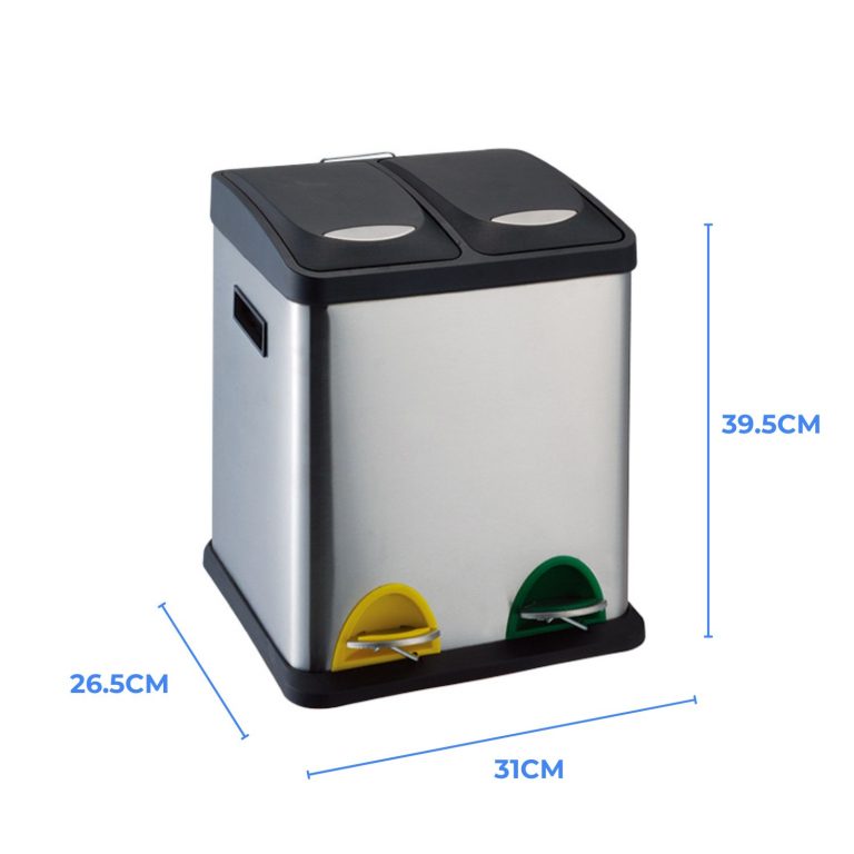 BASURERO DOBLE 16L METALICO ACERO INOXIDABLE