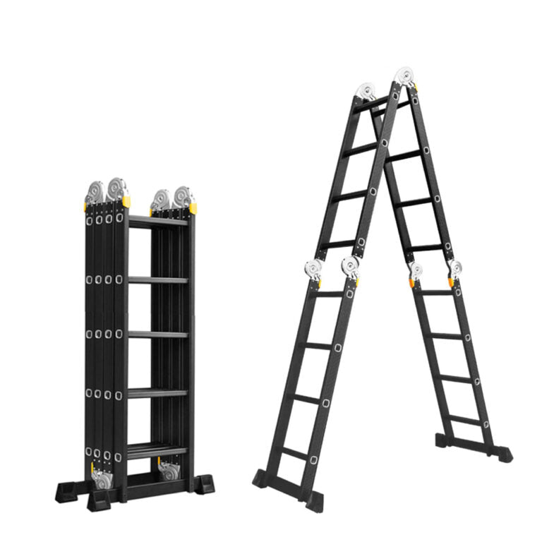 ESCALERA ALUMINIO 6,9 M PROFESIONAL HEAVY DUTY 24 PELDAÑOS NEGRA