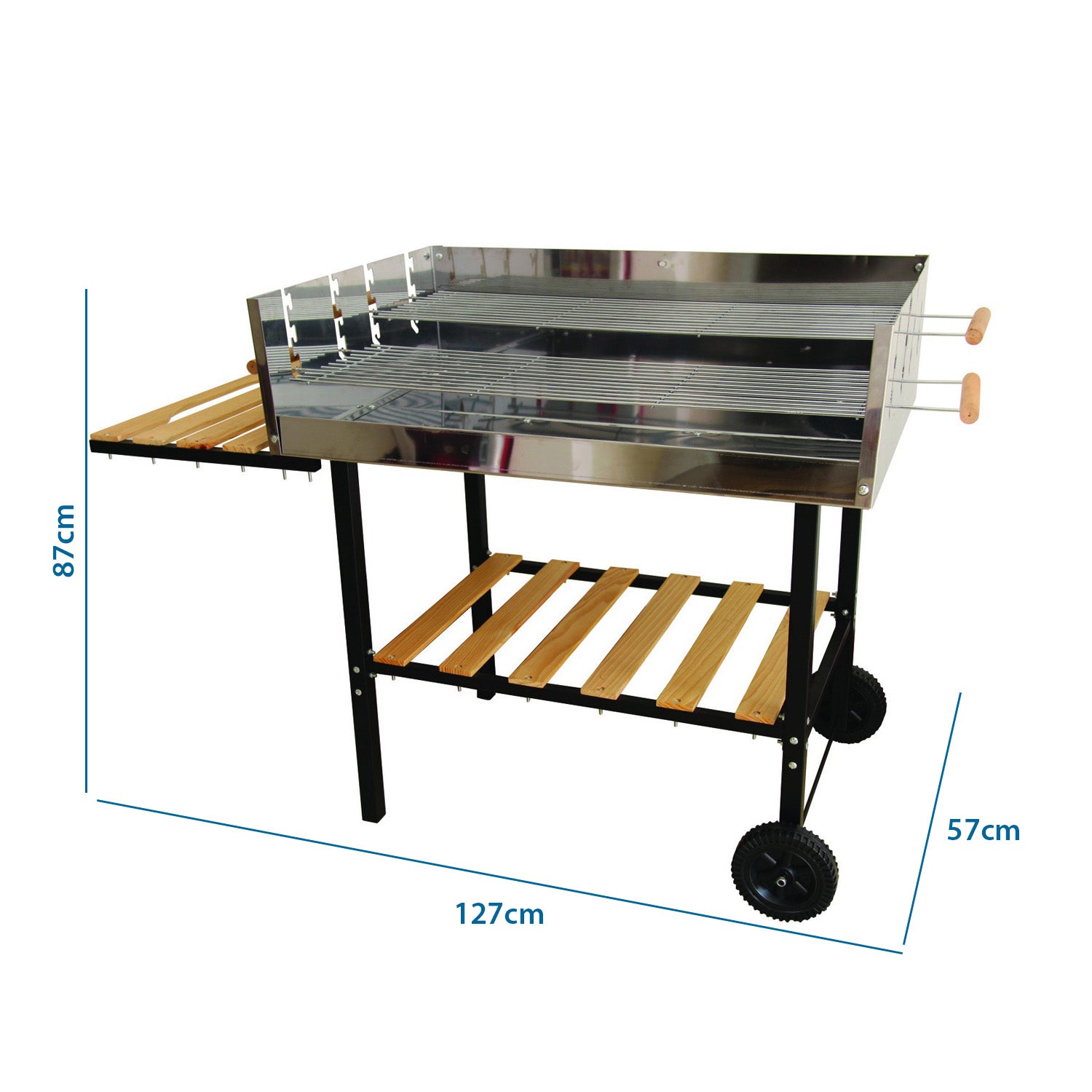 PARRILLA CARBON ACERO INOXIDABLE CON RUEDAS
