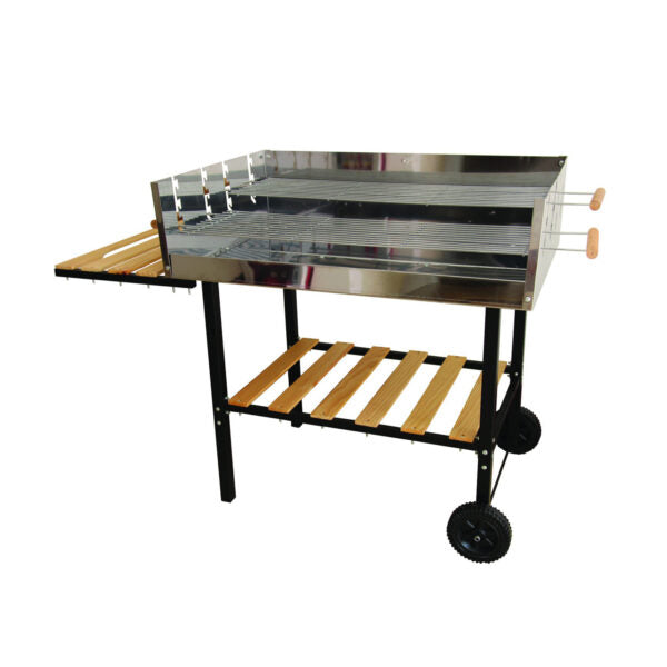PARRILLA CARBON ACERO INOXIDABLE CON RUEDAS