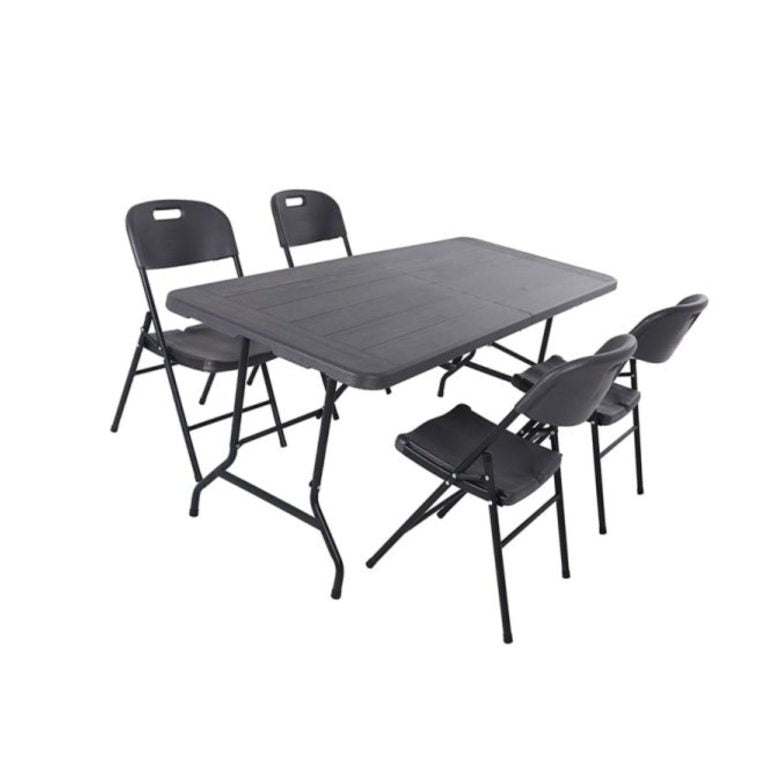 MESA PLEGABLE IGPRO GRIS SIMIL MADERA TIPO MALETA 180x74x74 CM