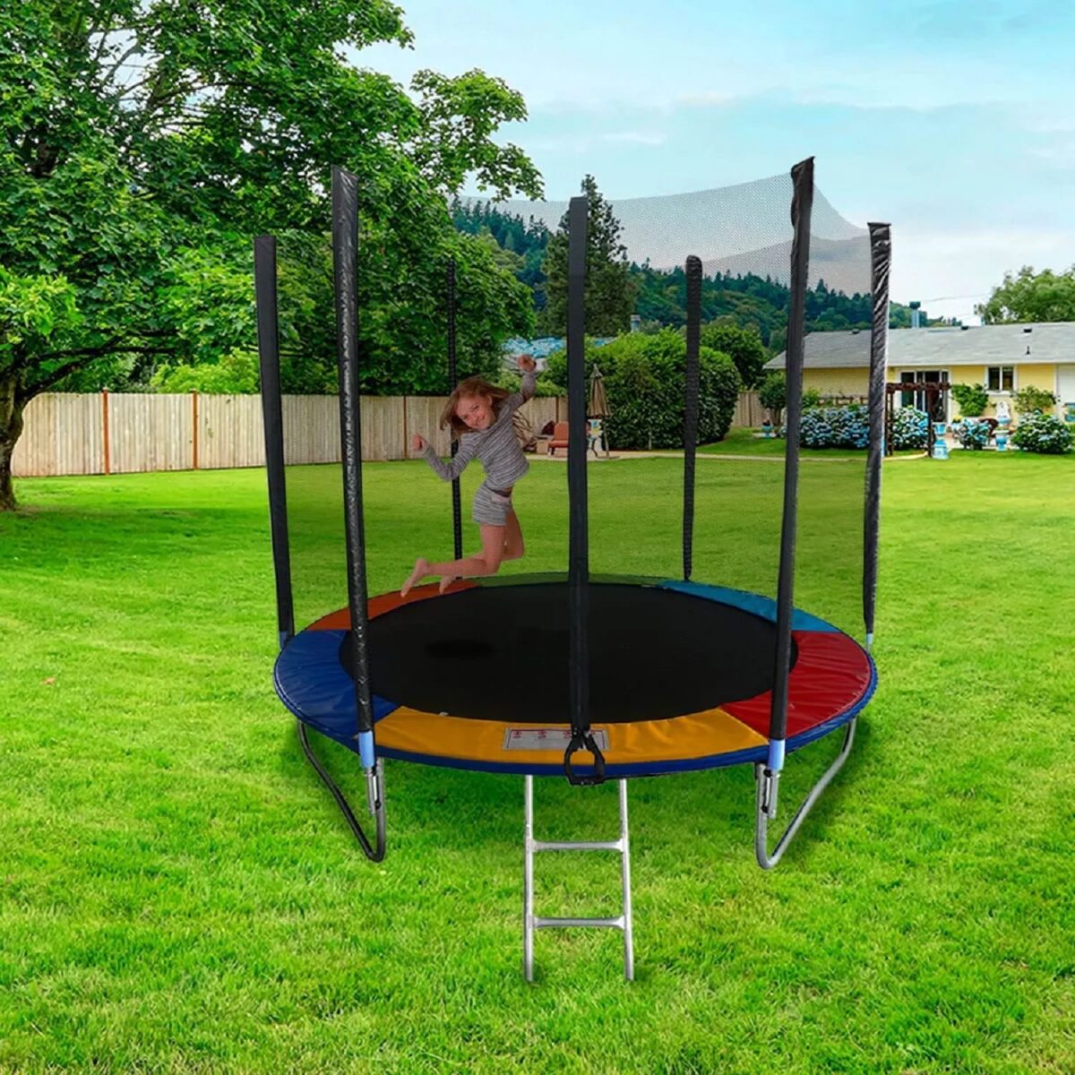 CAMA ELÁSTICA CON MALLA PROTECCIÓN Y ESCALERA 1.8 mt 6FT