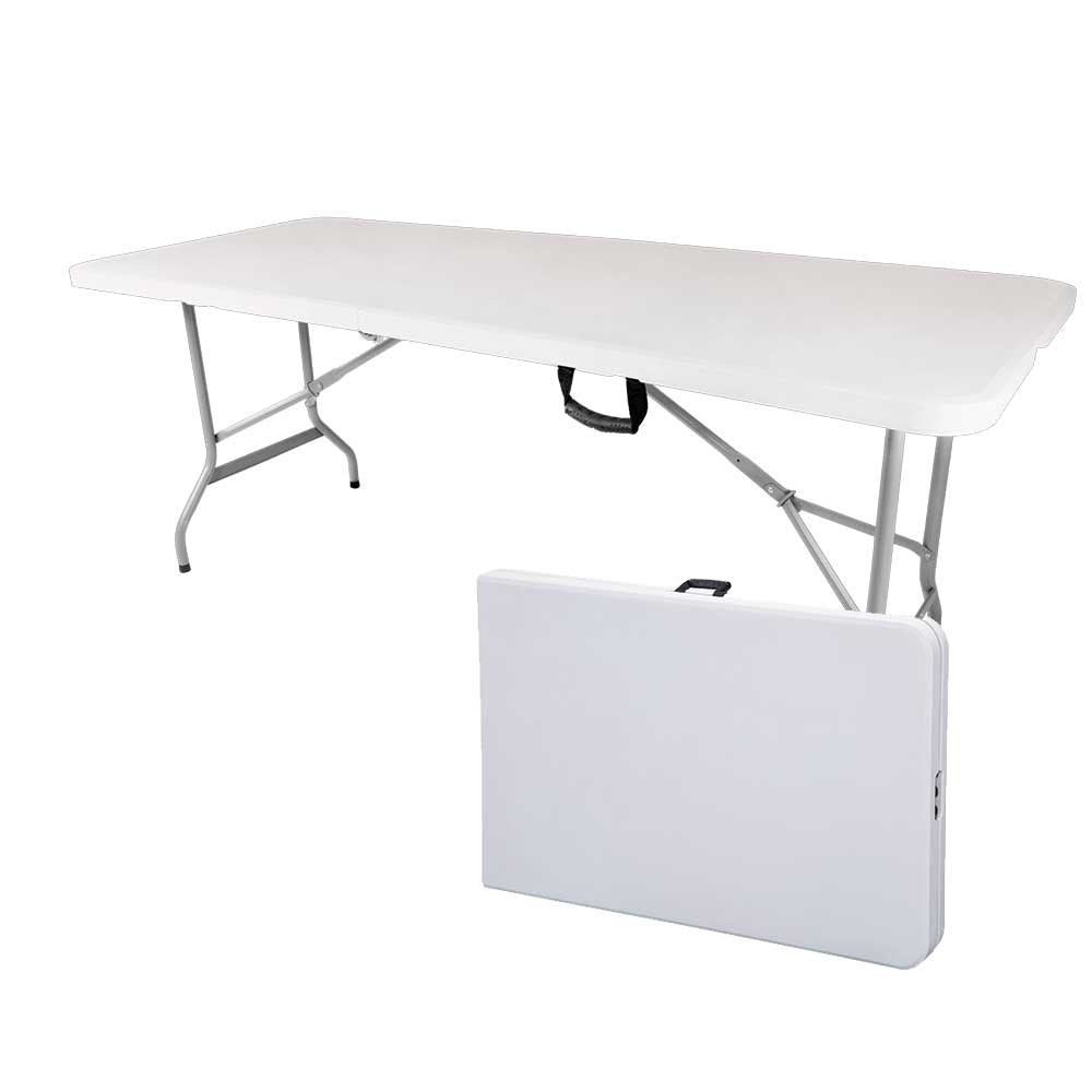 MESA PLEGABLE QRUBBER BLANCA 180 x 70 x 74 CM TIPO MALETA