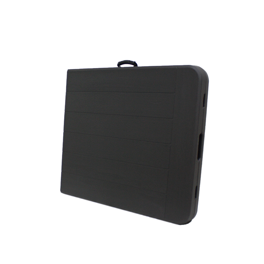 MESA PLEGABLE QRUBBER GRIS SIMIL MADERA TIPO MALETA 180x76x74 CM