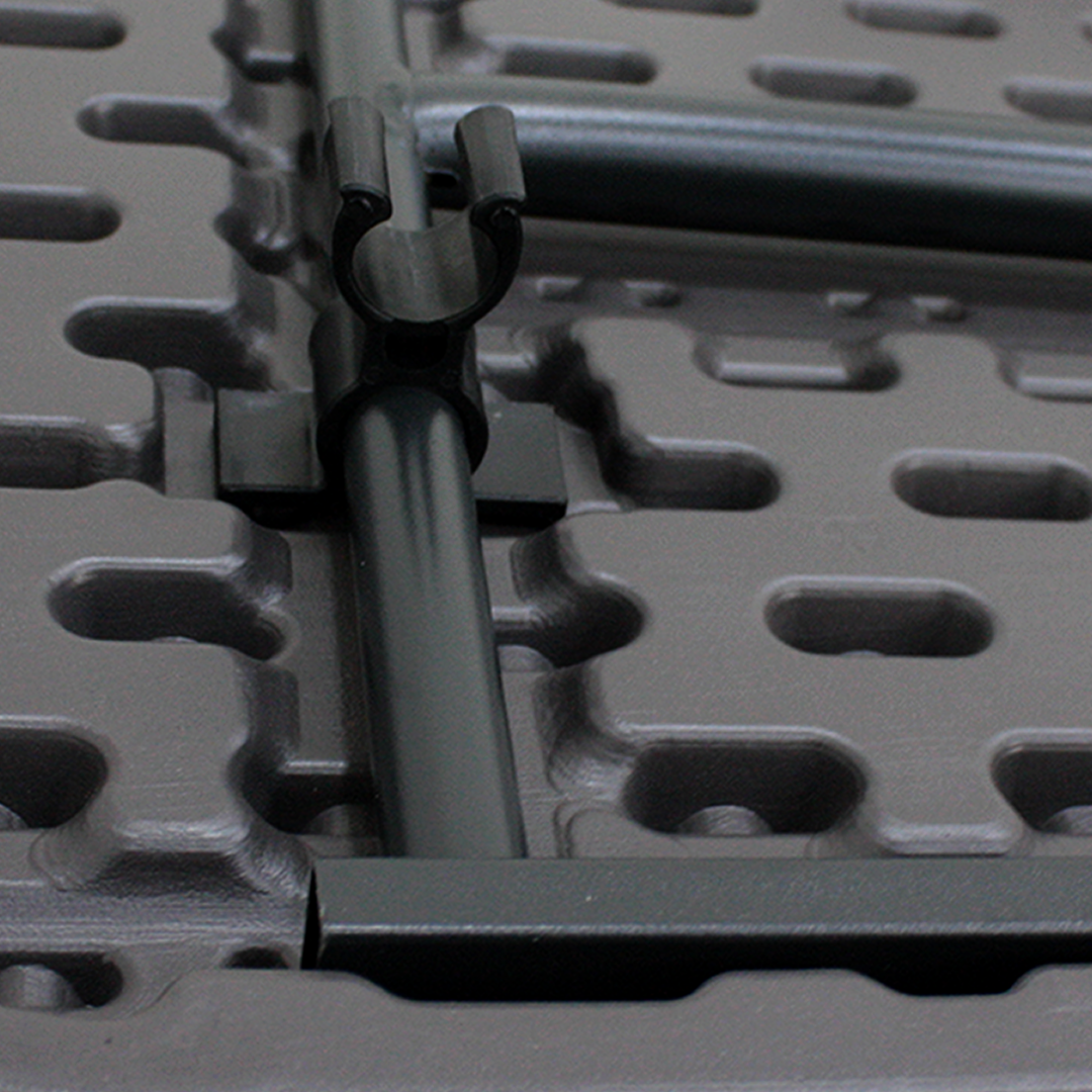 MESA PLEGABLE QRUBBER GRIS SIMIL MADERA TIPO MALETA 180x76x74 CM