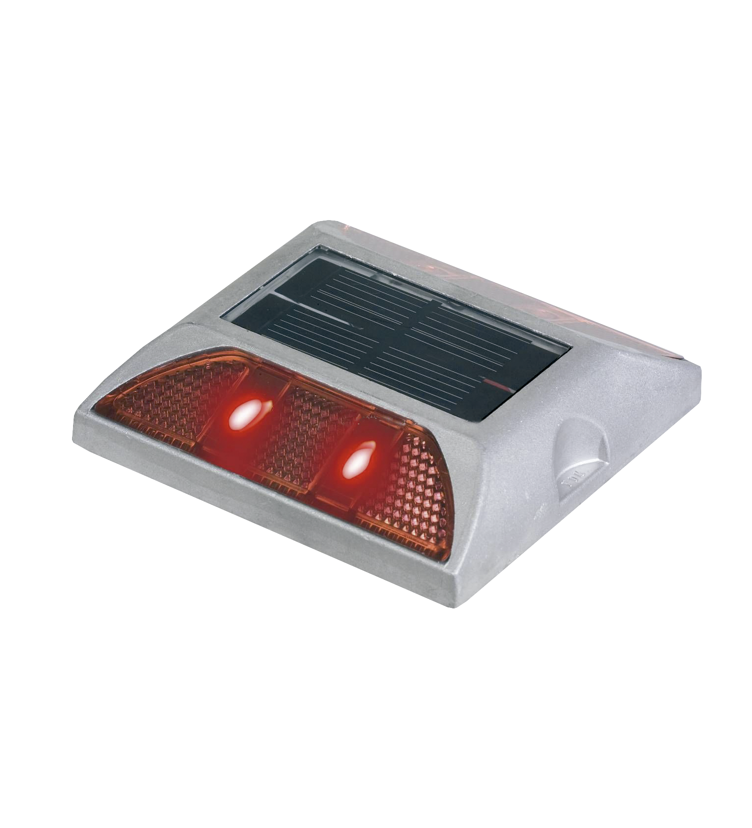 TACHA DEMARCACIÓN SOLAR SIN VASTAGO DOBLE LED ROJO