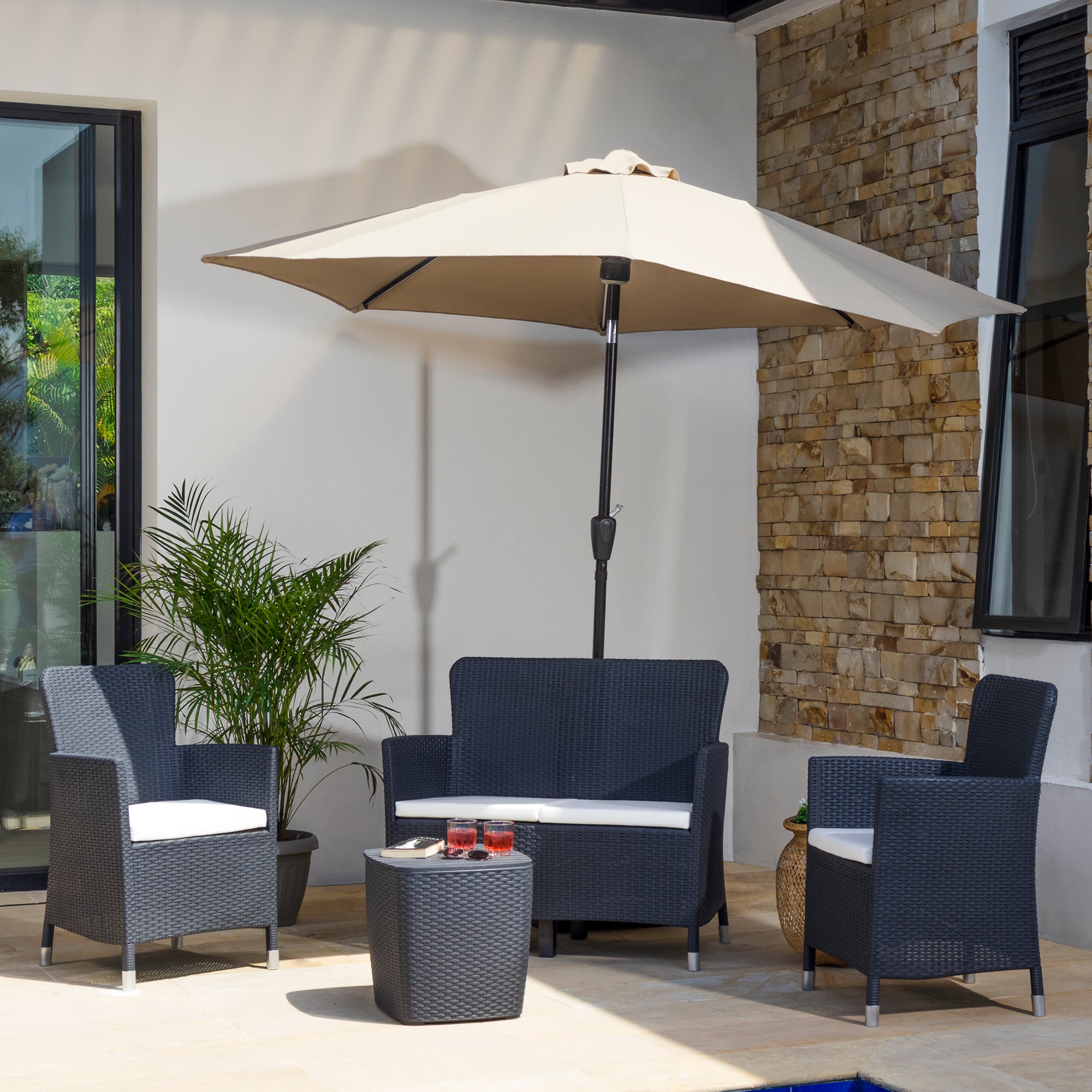 JUEGO LIVING SOFA RATAN CAPRI COMFORT COLOR GRIS GRAFITO