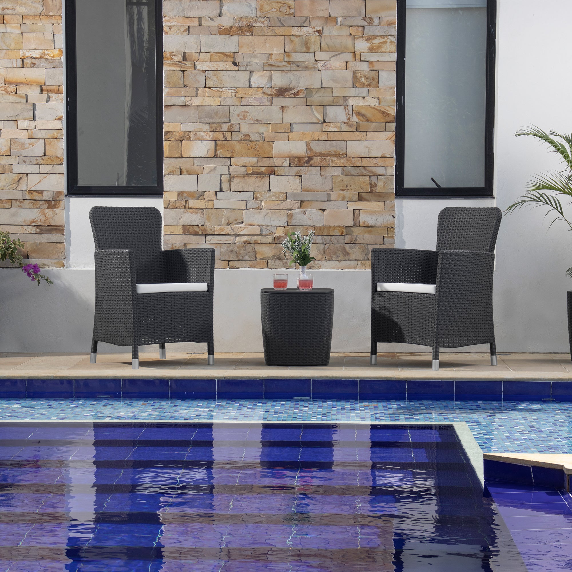 JUEGO LIVING SOFA RATAN CAPRI COLOR GRIS GRAFITO