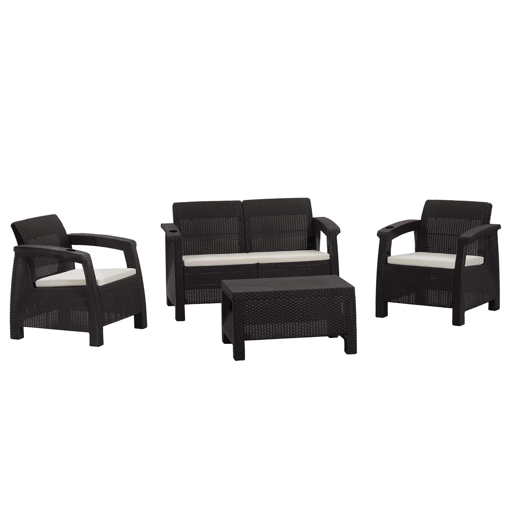 JUEGO LIVING SOFA RATAN FERRARA COMFORT COLOR MARRON OSCURO