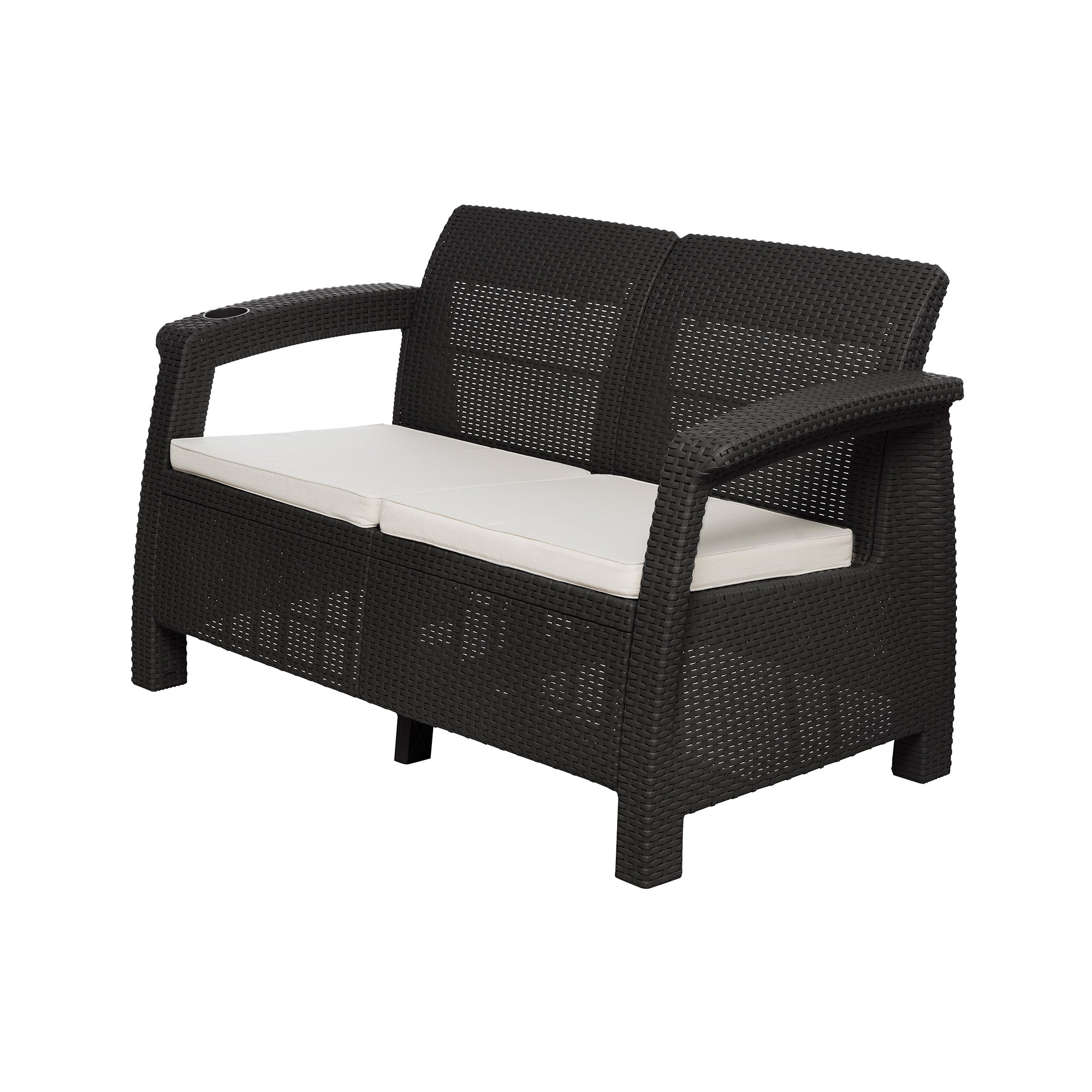 JUEGO LIVING SOFA RATAN FERRARA COMFORT COLOR MARRON OSCURO