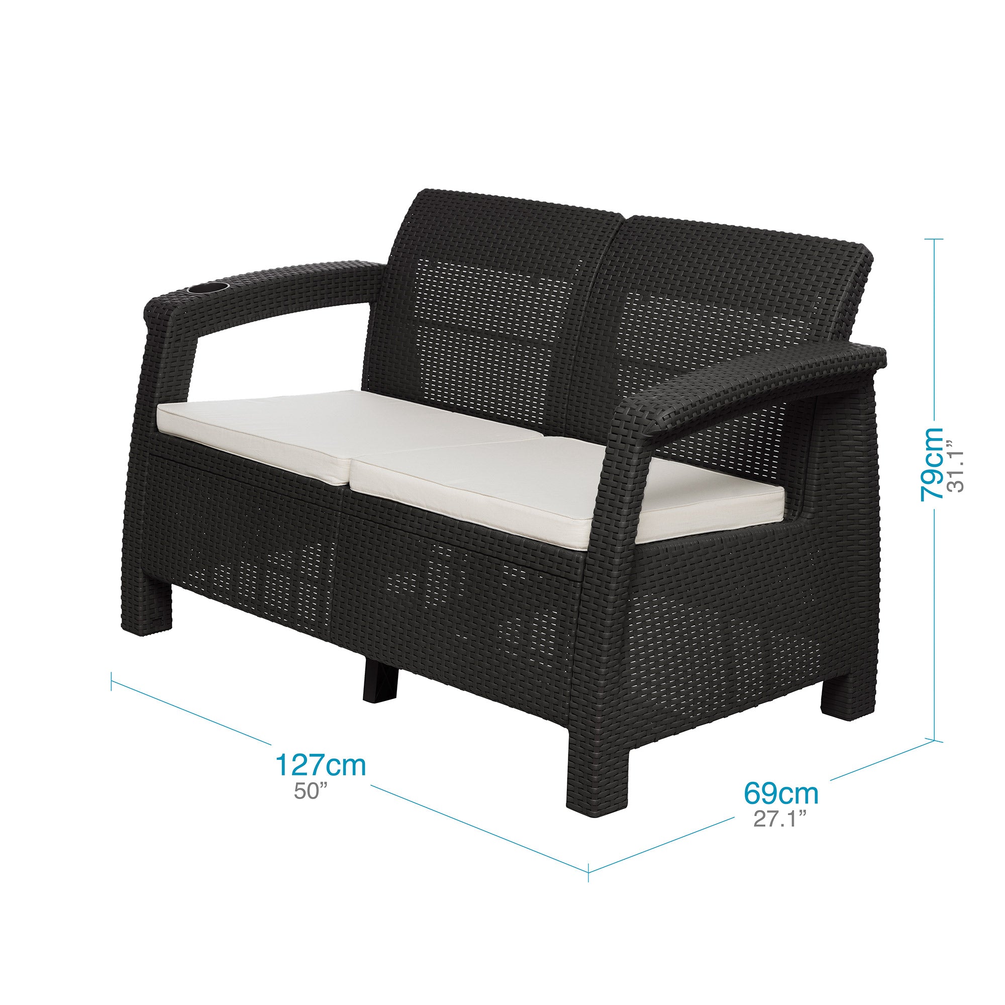 JUEGO LIVING SOFA RATAN FERRARA COMFORT COLOR MARRON OSCURO