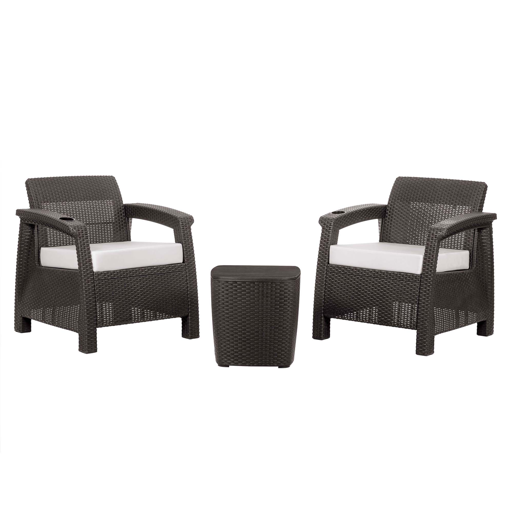 JUEGO LIVING SOFA RATAN FERRARA COLOR MARRON OSCURO