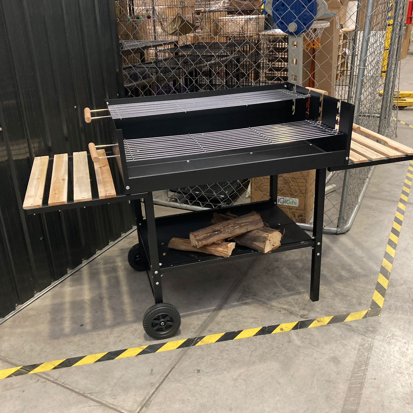 PARRILLA CARBON 2 NIVELES CON RUEDAS