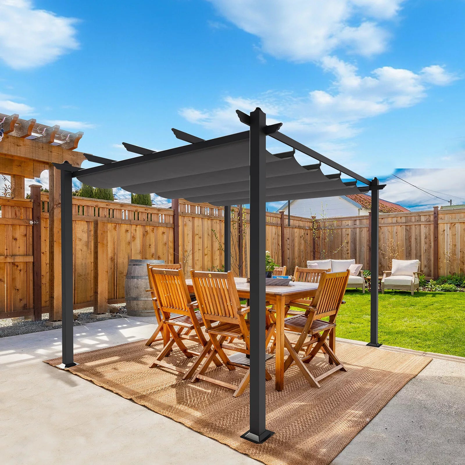 PERGOLA ALUMINIO CON TOLDO CORREDIZO 3.0 X 3.0 MTS
