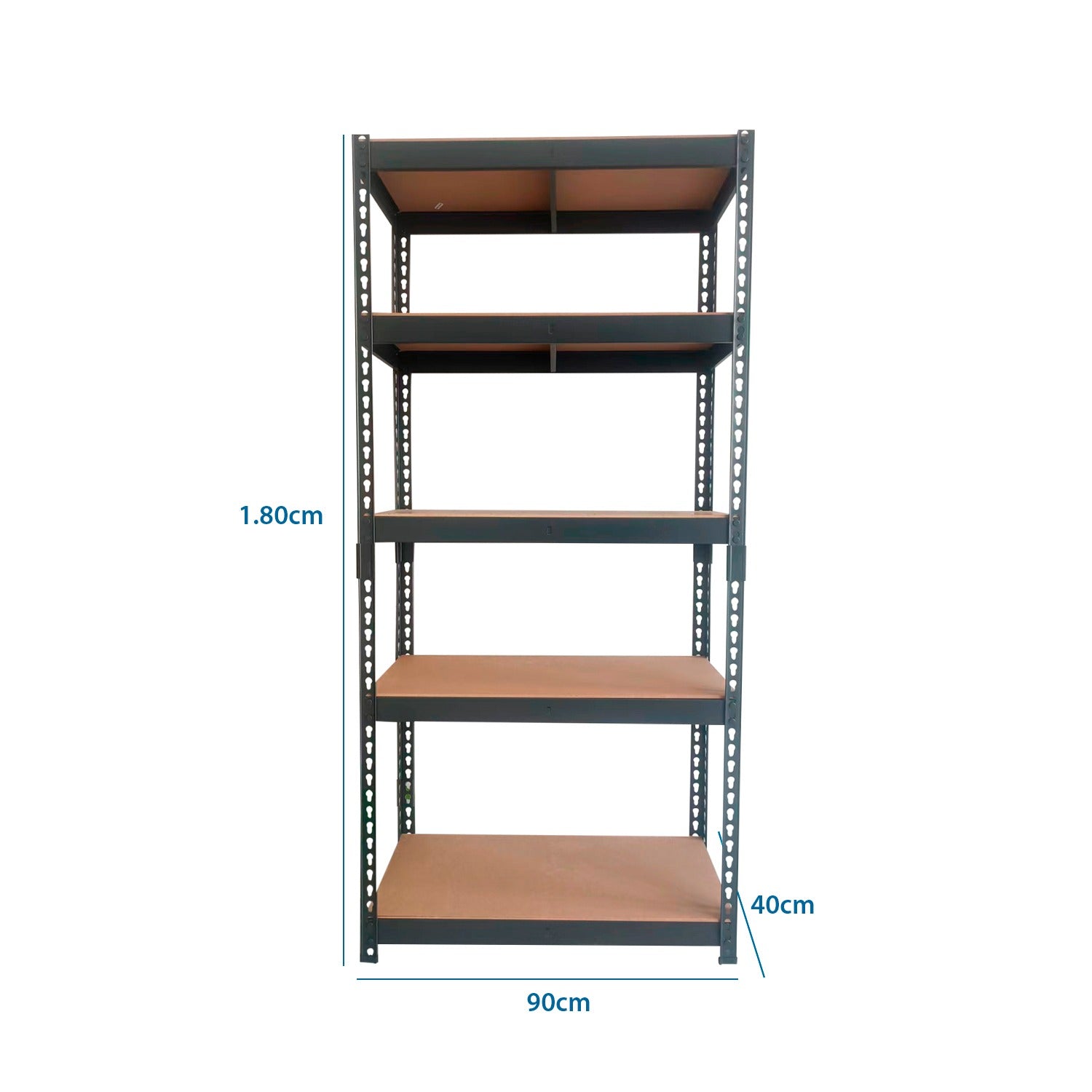 ESTANTE METALICO NEGRO 5 REPISAS MADERA 180x90x40cm