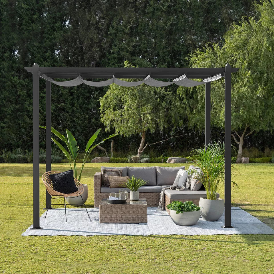 PERGOLA ALUMINIO CON TOLDO CORREDIZO 4.0 X 3.0 MTS