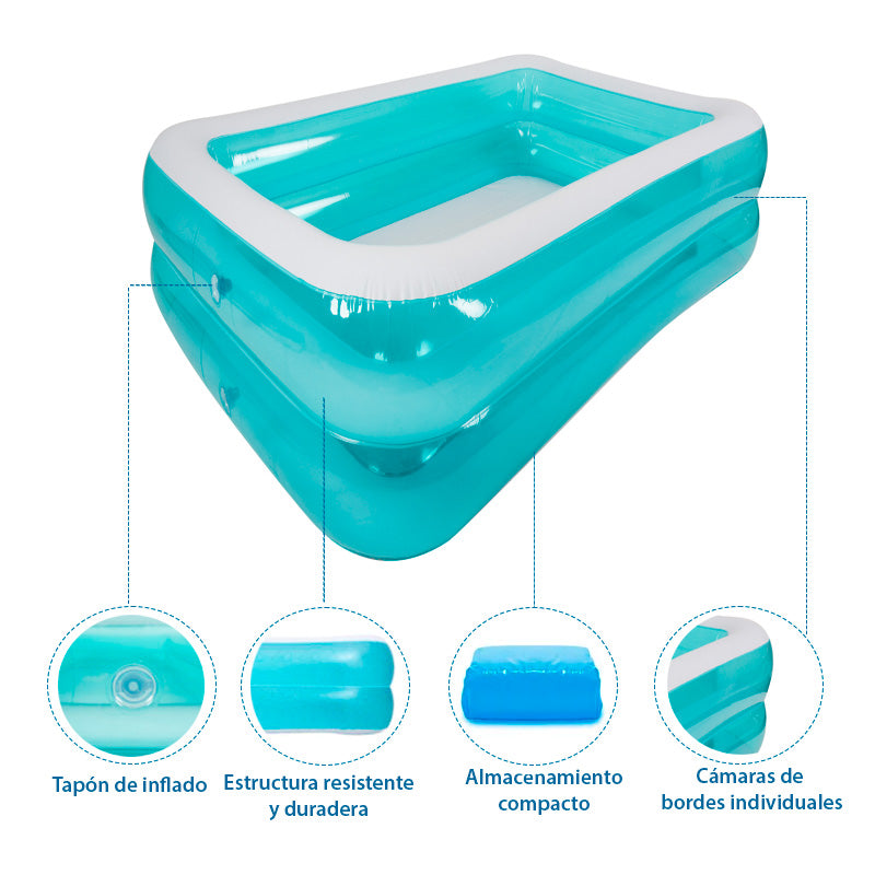 PILETA INFLABLE RECTANGULAR 228x148x47 CM
