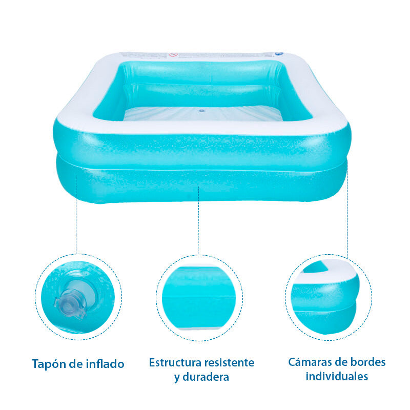 PILETA INFLABLE CUADRADA 145x145x45 CM