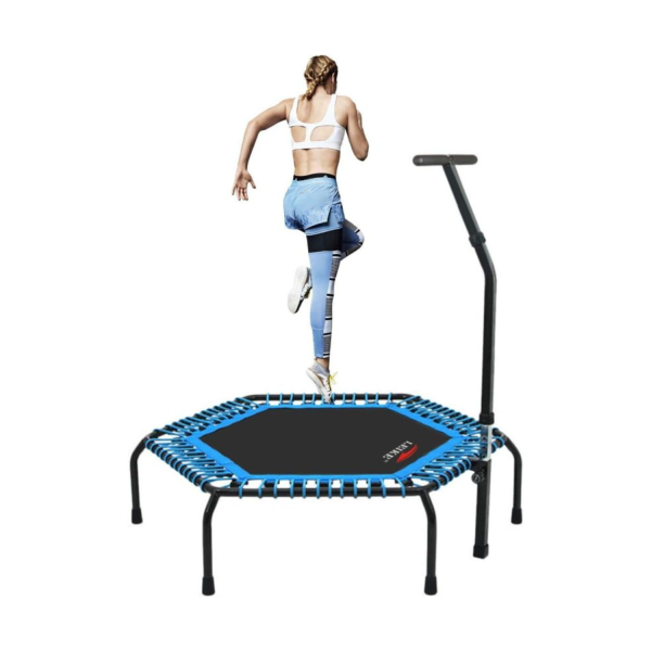 TRAMPOLIN AZUL HEXAGONAL FITNESS CON SOPORTE 135 CM