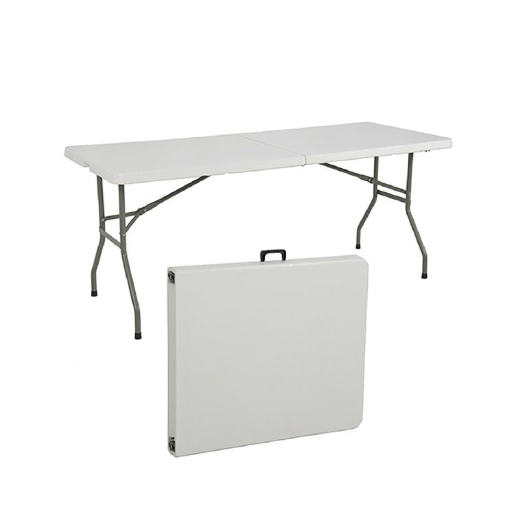 MESA PLEGABLE IGPRO BLANCA 180x75x74 CM TIPO MALETA