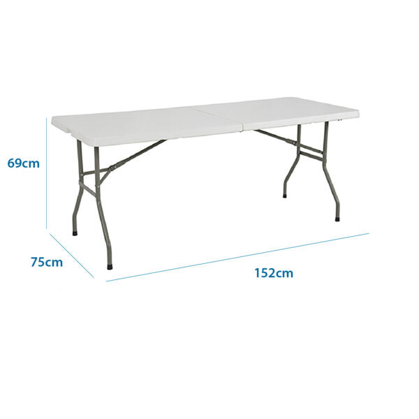 MESA PLEGABLE IGPRO BLANCA 152x70x74 CM TIPO MALETA