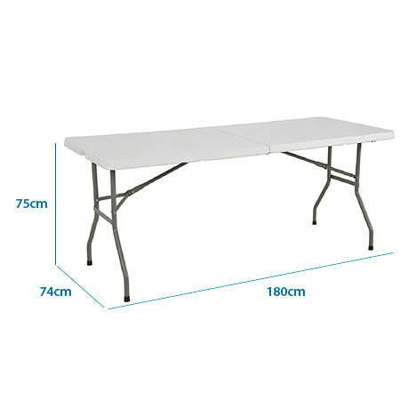 MESA PLEGABLE IGPRO BLANCA 180x75x74 CM TIPO MALETA