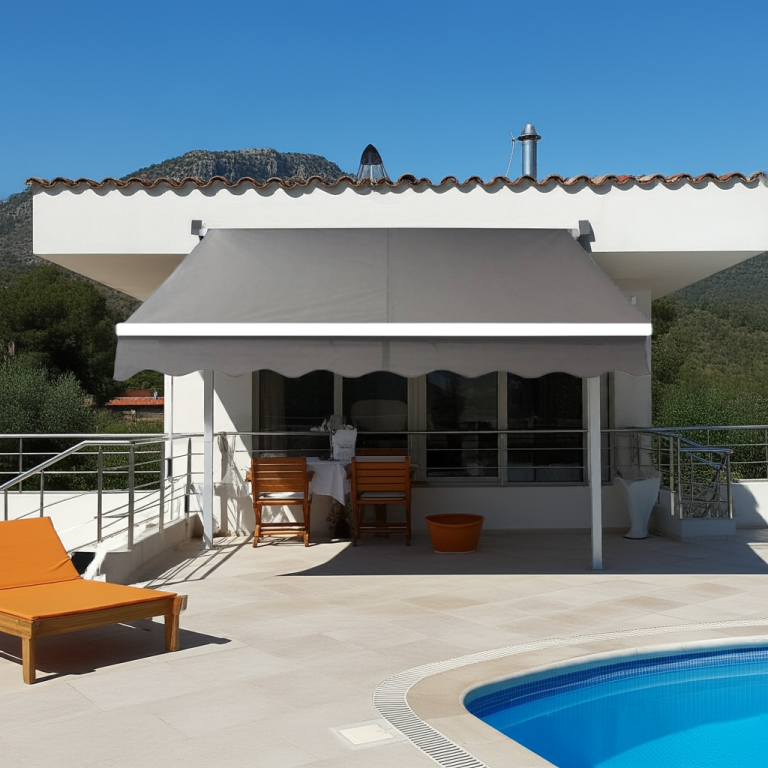 TOLDO BRAZO RETRÁCTIL TERRAZA GRIS 4x2.5 mts