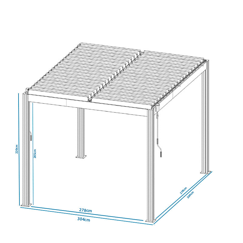 PERGOLA BIOCLIMATICA PREMIUM ALUMINIO 3.0 X 3.0 MTS